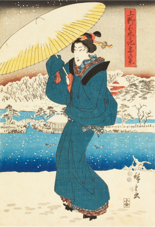 歌川広重《上野不忍の池雪の景》（部分）